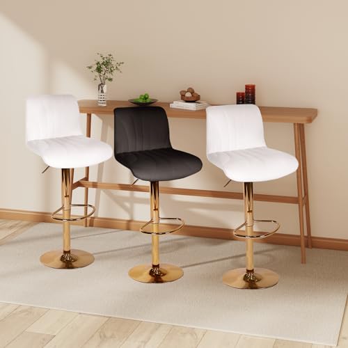 Black Velvet Bar Stools Set of 2 for Kitchen Counter with Adjustable Height and Swivel Seat