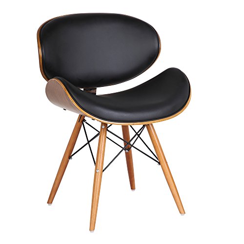 Cassie Black Faux Leather & Walnut Dining Chair for Modern Homes