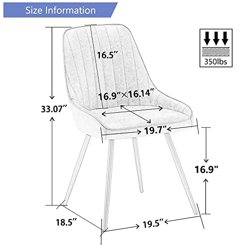 Set of 2 Modern Brown Dining Chairs for Kitchen and Living Room