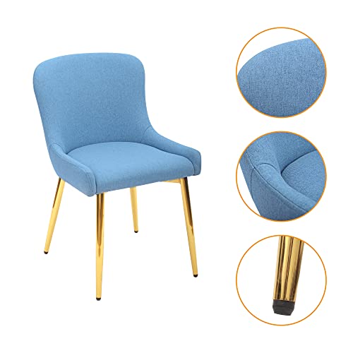 Mid-Century Modern Blue Upholstered Dining Chair Set, Set of 2