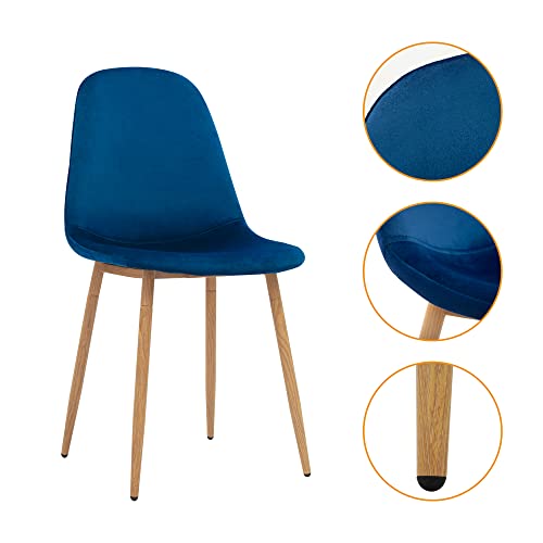 Modern Blue Velvet Dining Chairs - Set of 2