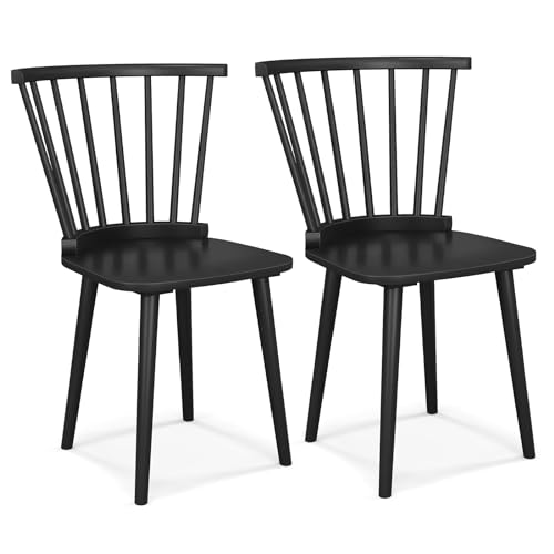 Set of 2 Wooden Windsor Dining Chairs for American Country Kitchen