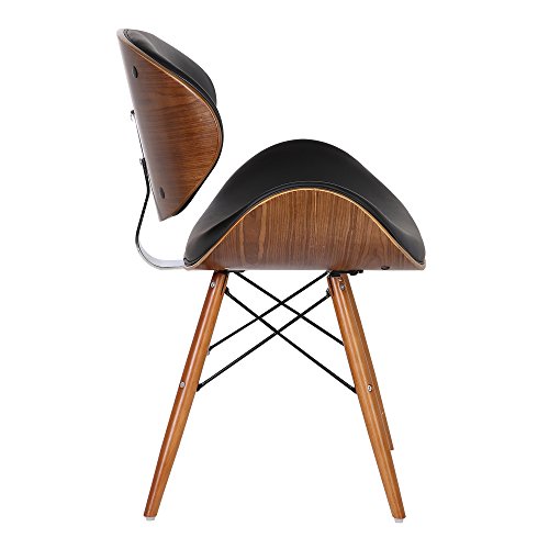 Cassie Dining Chair in Black Faux Leather and Walnut Wood Finish for Modern Homes