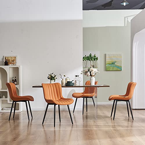 Matte Orange Mid Century Dining Chairs Set of 2