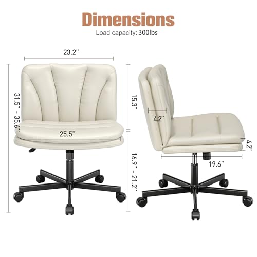 Adjustable Vanity Desk Chair with Wheels and Cushioned Back