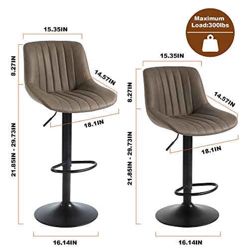 2 Swivel Bar Stools for Counter Height, Brown