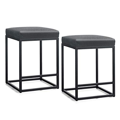 Modern Black Farmhouse Style Bar Stool Set of 2 for Kitchen Island