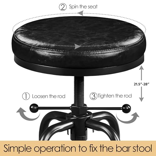 Vintage Industrial Bar Stool for Kitchen Counter, Black, 1 Piece
