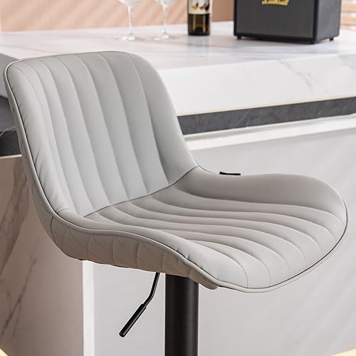 Modern Grey Upholstered Bar Stool Set of 2 for Home Kitchen Island