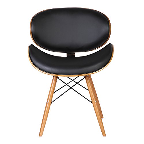 Cassie Dining Chair in Black Faux Leather and Walnut Wood Finish for Modern Homes