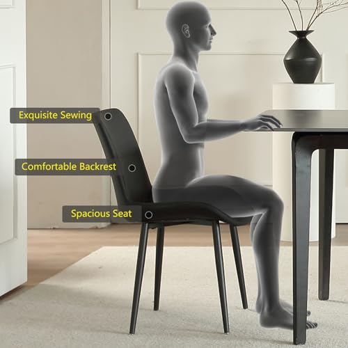 Black Upholstered Dining Chairs Set of 4 for Modern Kitchen and Dining Room