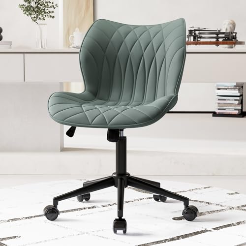 MB SUNFLOWERPROPERTY Comfy Armless Office Chair: Adjustable, Ergonomic, and Stylish (Grayish Green)