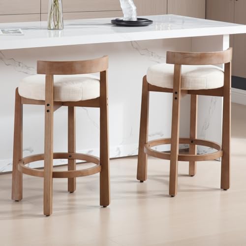 Mid-Century Modern Bar Stools Set of 2 for Kitchen Island