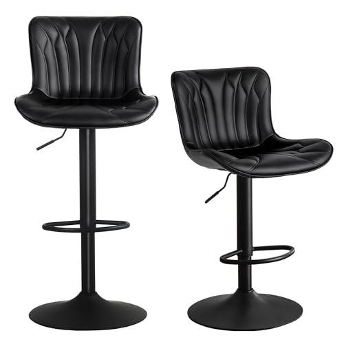 Black Swivel Bar Stools Set of 2 for Kitchen Island