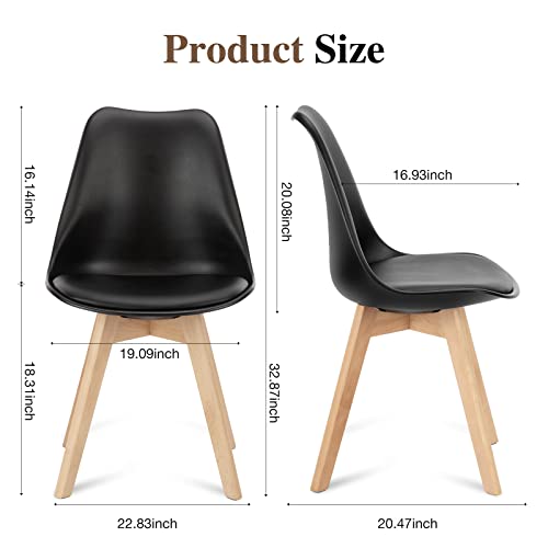 Mid-Century Modern Set of 4 Black Dining Chairs with PU Leather - For Any Room