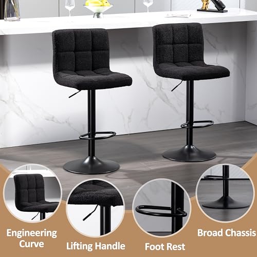 Set of 2 Modern Swivel Bar Stools for Kitchen Island, Black - For Finnhomy Audience