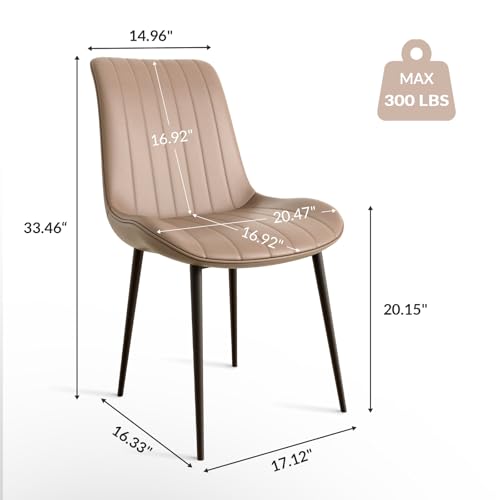 Modern Dining Chairs Set of 4 with Leather Upholstery