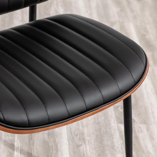 Mid Century Modern Black Faux Leather Dining Chair Set (2)