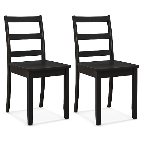 Black Farmhouse Style Wood Dining Chair Set of 2