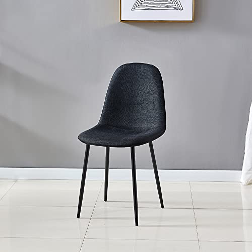 Mid Century Modern Dining Set for 4 People - 4 Armless Side Chairs, Black