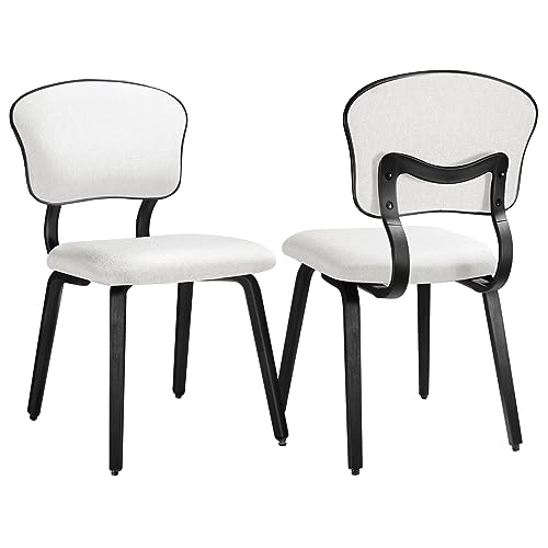 Set of 2 Beige Upholstered Dining Chairs for Kitchen and Living Room