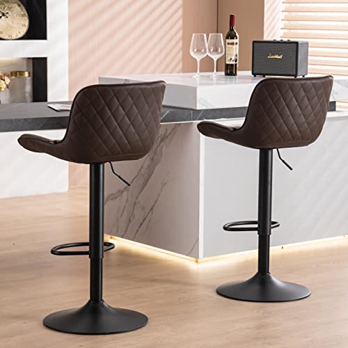 Modern Brown Counter Height Bar Stools for Kitchen Island Set of 2