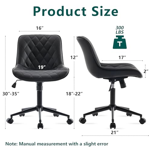 Armless Desk Chair for Home Office with Wheels and Swivel