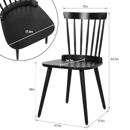 Set of 2 Black Windsor Chairs for Farmhouse Style Dining