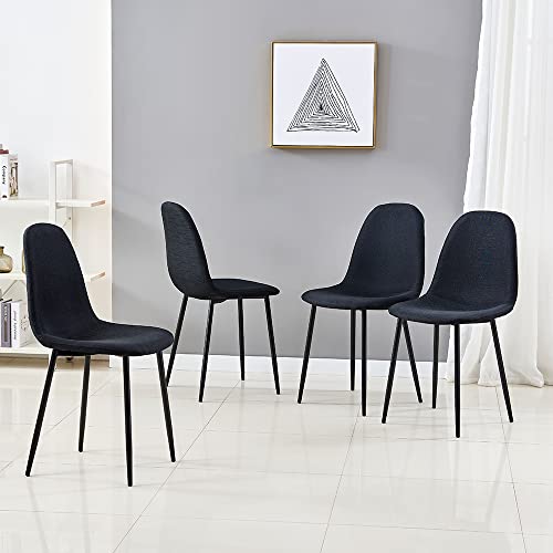 Mid Century Modern Black Dining Set for 4 People