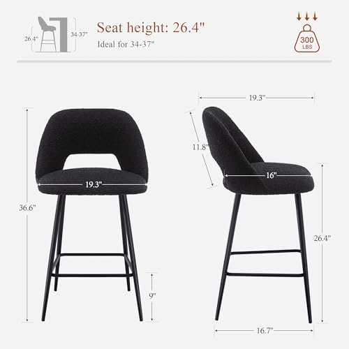 Modern 27’’ Upholstered Bar Stools Set of 2 for Kitchen Island and Home Pub