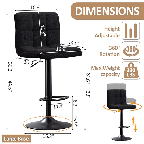 Set of 2 Modern Swivel Bar Stools for Kitchen Island, Black - For Finnhomy Audience