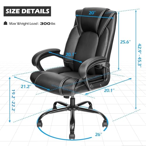 Black Bonded Leather Executive Office Chair with Ergonomic Support