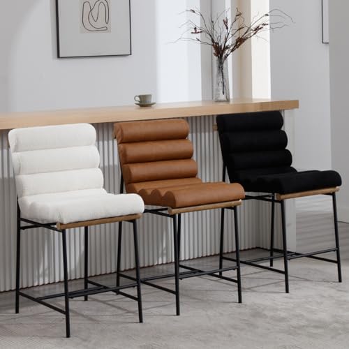 Modern Black Linen Counter Stools Set of 2, 25 Seat Height