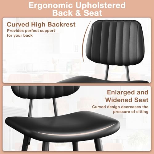 Set of 2 Modern 24.6 Inch Bar Stools for Kitchen Dining, Black