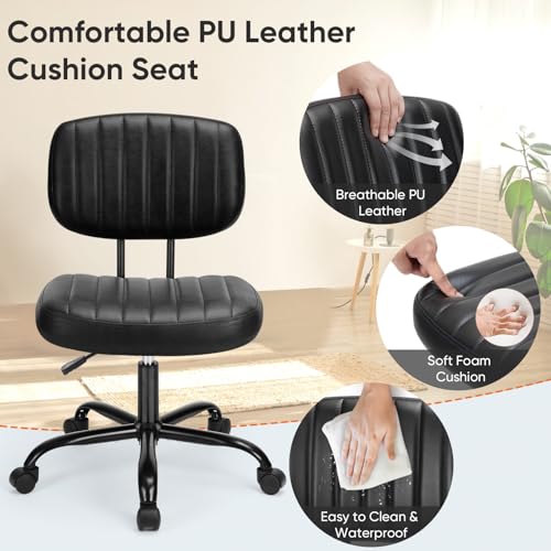 Armless Office Chair with Low Back Support for Small Spaces