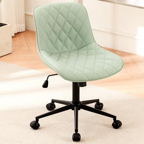 Modern Home Office Desk Chair with Wheels and Armless Design