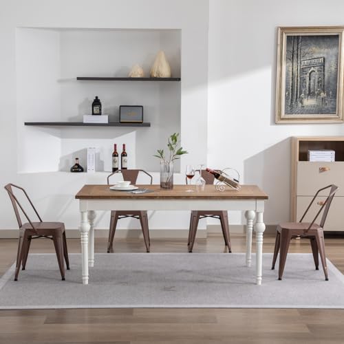 4-Piece Modern Stackable Metal Dining Chairs with High Backrest, Brown