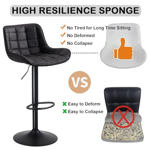 Set of 2 Modern Black Bar Stools for Kitchen Islands