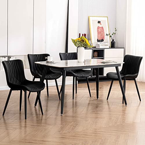 2 Black Mid-Century Modern Dining Chairs for Living Room and Bedrooms