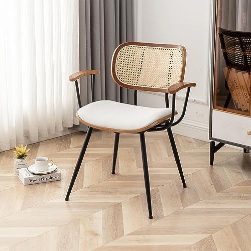 Simplified title: Modern Rattan Dining Chairs Set of 2, Beige Fabric

Audience: Individuals seeking modern rattan dining chairs for their kitchen or dining room.