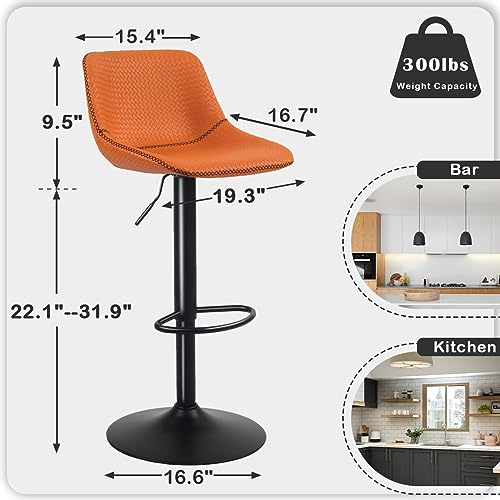 Modern Faux Leather Swivel Bar Stools Set for Kitchen Islands (Set of 2)