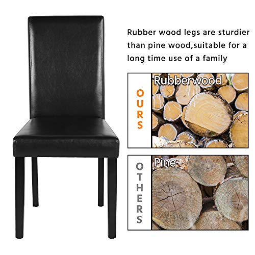 Black PU Leather Dining Chairs Set of 4 for Modern Kitchen and Dining Room