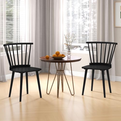 Set of 2 Wooden Windsor Dining Chairs for American Country Kitchen
