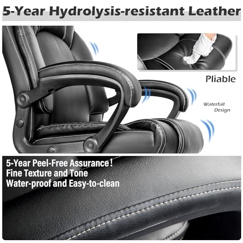 Simplified and refined title, preserving target audience information: Ergonomic Executive Office Chair with 5-Year Hydrolysis-Resistant Leather and Tilting Function