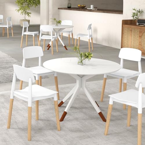 Modern White Wooden Dining Chair Set of 4