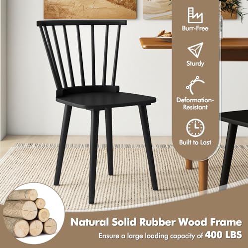 Set of 2 Wooden Windsor Dining Chairs for American Country Kitchen