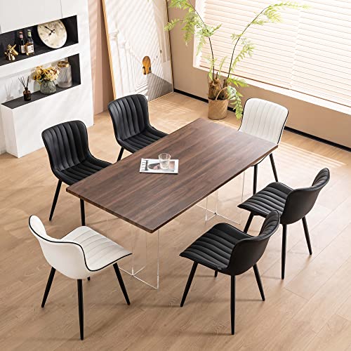 Black Upholstered Dining Chairs Set of 2 - Mid Century Modern Design