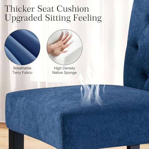 Blue Solid Wood Dining Chairs, set of 2