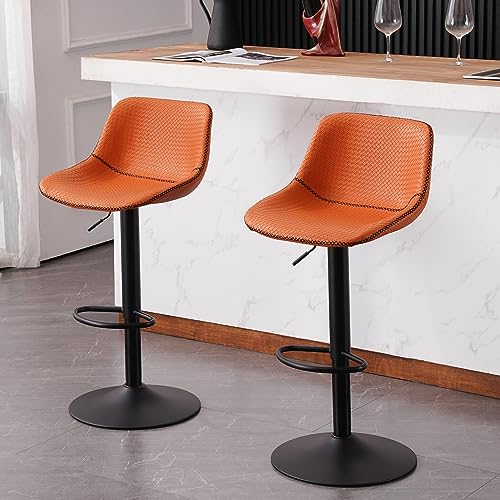 Modern Faux Leather Swivel Bar Stools Set for Kitchen Islands (Set of 2)