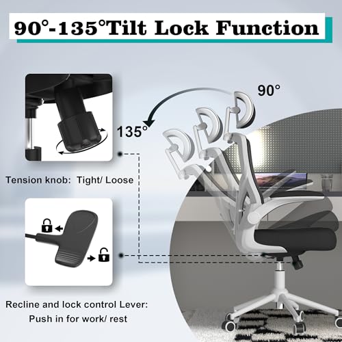 Ergonomic High Back Office Chair with Adjustable Support (White & Black)